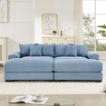 thumbnail image 2 of 92" Modern Corduroy Sectional Couches for Living Room, Fluffy Couch with Convertible Sofa Bed, Blue Lovesac Couch Seater with 2 Ottoman for Couchfor Compact Spaces, Muebles para la Sala, 2 of 10