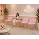 thumbnail image 3 of Sillas de Comedor de Terciopelo con Patas de Acero Acabado Tipo Madera Estilo Moderno - Sillas de Comedor Tapizadas Minimalista con Relleno Suave Set 4 Piezas Rosa, 3 of 6