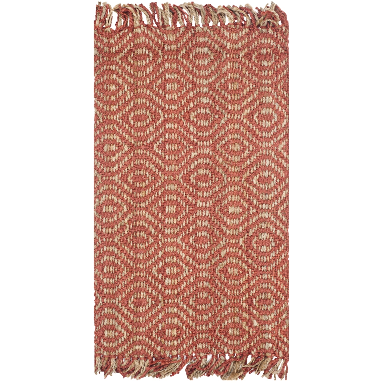 SAFAVIEH Natural Fiber Linden Geometric Jute Runner Rug, Rust, 2'6" x 6'