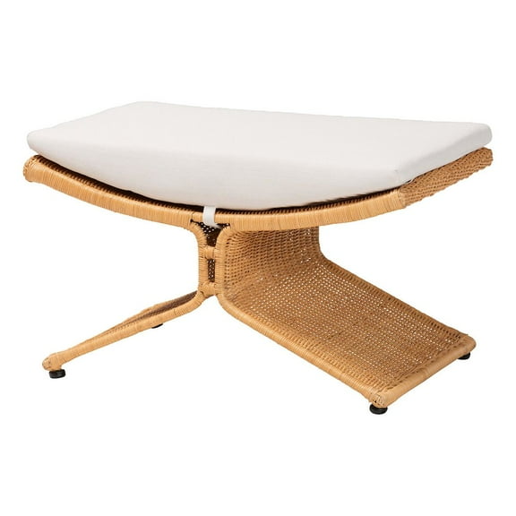 bali & pari Natural Rattan Footstool - Sculptural Handwoven Ottoman