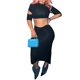 thumbnail image 1 of Top Corto + Faldas Crop Top + Faldas con cordones Moda Vendaje Slim Y2K Falda Conjunto Sólido Ahuecado Ygjytge para Mujer Negro T XXL, 1 of 9