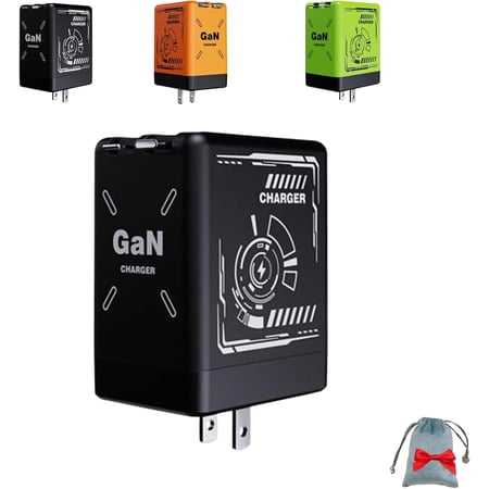 2-in-1 Gan 35w Fast Charger - Dual Cable Wall Plug with Type-C & L Cables Dual Output Foldable Plug for Home Travel Office Multiple Devices