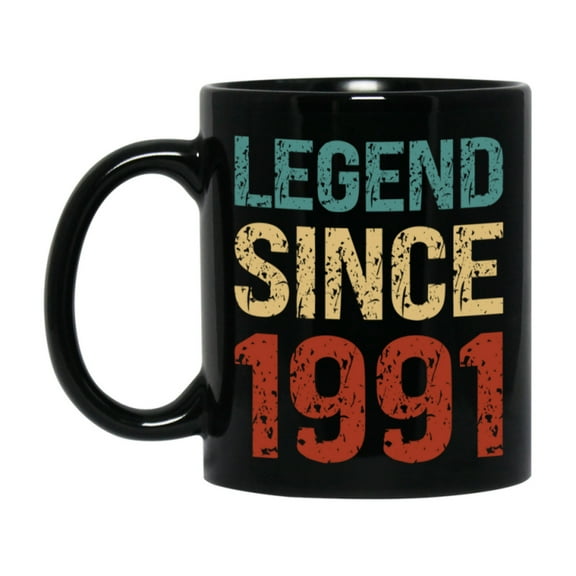 Legend Since 1991 Mug – 11oz or 15oz Black Ceramic Coffee Mug, Birthday Gift 1991 Born 1991