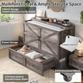 thumbnail image 7 of VanAcc Full Size Murphy Bed with Charging Station, Farmhouse Cabinet Bed with Large Storage Drawer for Living Room, Guest Bedroom, Grey, 7 of 7