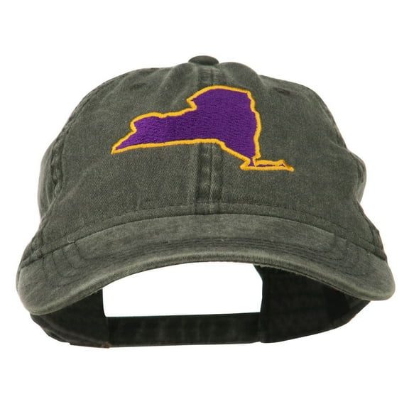 New York State Map Embroidered Cap - Black OSFM
