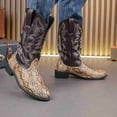 thumbnail image 2 of Men’s Western Cowboy Boots, Snake Print Embroidered Mid-Calf Boots, Pointed Toe with Metal Tip, Classic Pull-On Design Slip-Resistant Sole, 2 of 6
