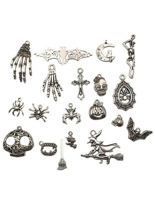 Linsoir Beads Assorted Halloween Charms Witch Charms/Goth Charms/Pumpkin Charms/Bats Charm/Ghost Charms Cute Jewelry Charms for Necklace Bracelet