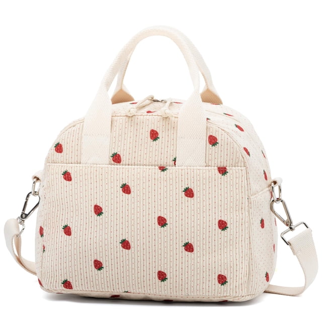 Bolsa de almuerzo LOVELYWIND de pana aislante, 27 x 19 x 20 cm, color beige