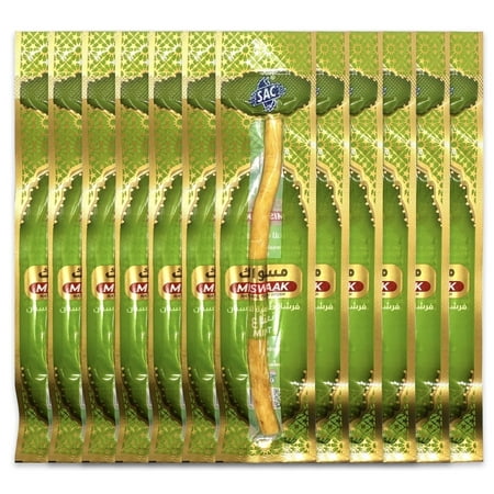 12 Pack Organic Miswak Toothbrushes | All-Natural Wooden Miswak Sticks for Teeth Whitening | Oral Care, Fresh Breath & Eco-Friendly | Mint Flavor