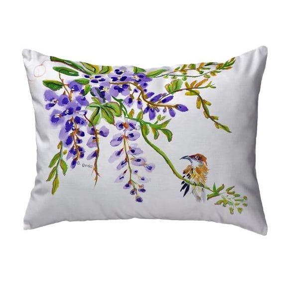 Betsy Drake KS959 11 x 14 in. Wisteria & Bird Small No-Cord Pillow