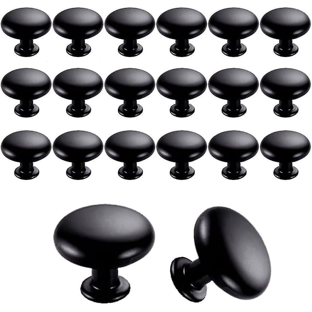 Botones de caja para pomos de puerta del siglo XX de 30 mm, manijas vintage para gabinetes de cocina (negro) (fmy)
