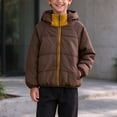 thumbnail image 6 of Xdegoge Kids Boys Hooded Puffer Jacket Lightweight Zip Up Winter Warm Coat Soft Warm Cold Weather Padded Outerwear Yellow Size 14-15, 6 of 9