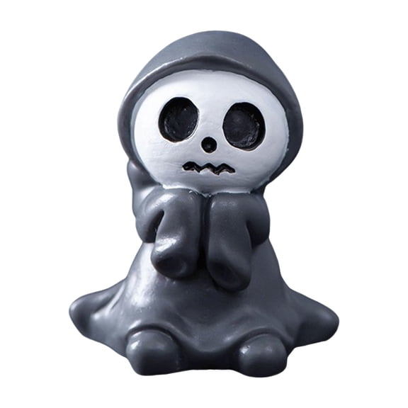Spooky Halloween Decor, Small Resin Hooded Skeleton Figurine, Cute Halloween Decor for Home, Halloween Desk Decor, Halloween Shelf Decor for Halloween Party, 1 Piece
