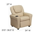 thumbnail image 5 of BizChair Contemporary Beige Vinyl Kids Recliner with Cup Holder and Headrest, 5 of 12