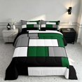 thumbnail image 2 of Manfei Abstract Grid Queen Comforter Set, Forest Green Checkered Comforter Sets Queen, Black Reversible 3pcs, 1 Comforter and 2 Pillowcases, 2 of 6