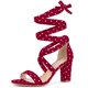 thumbnail image 1 of Women's Polka Dots Lace Up Chunky Heels Sandals Red US 10/UK 8/EU 42, 1 of 5