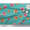 thumbnail image 2 of Soimoi Green Heavy Canvas Fabric Stripe & Freesia Floral Print Sewing Fabric Yard 58 Inch Wide, 2 of 3