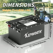 KEPWORTH 36V 100AH Lithium Battery for Golf Cart, LiFePO4 Batteries with 200A BMS, 4000+ Rechargeable Deep Cycle, Grade A Lithium Iron Phosphate Cells, with A Smart Battery Monitor & 20A Charg