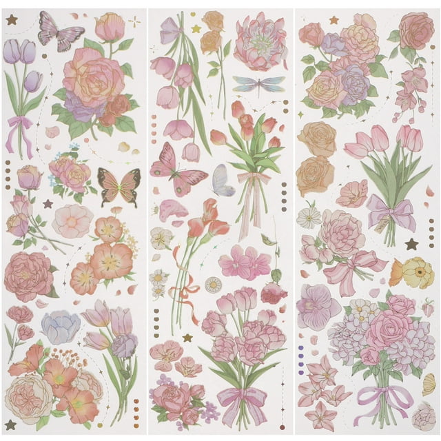 5 Sacs de Motif Floral Exquis Autocollant DIY Décoratif pour Compte Manuel Autocollant pour Scrapbooking