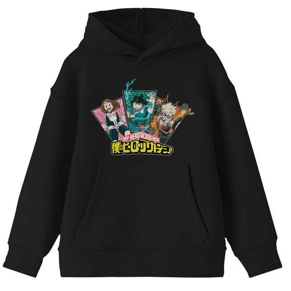 My Hero Academia Bakugo Deku and Uraraka Youth Boys Black Hoodie - M