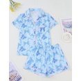 thumbnail image 5 of WIBACKER S-2XL Womens Pajamas Set Short Sleeve Pjs Button Down 2 Piece Loungewear Sets Blue Bowknot Sleepwear, 5 of 10