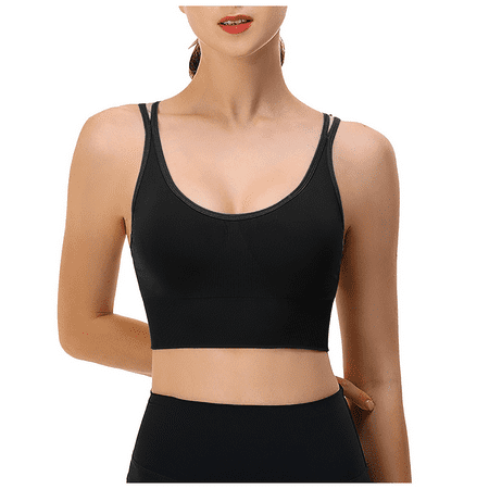Fulorrnie Bras for Women Plus Size Supportive No Underwire Comfort Back Smoothing Multiway Sport Moisture Wicking Compression Bra Black S