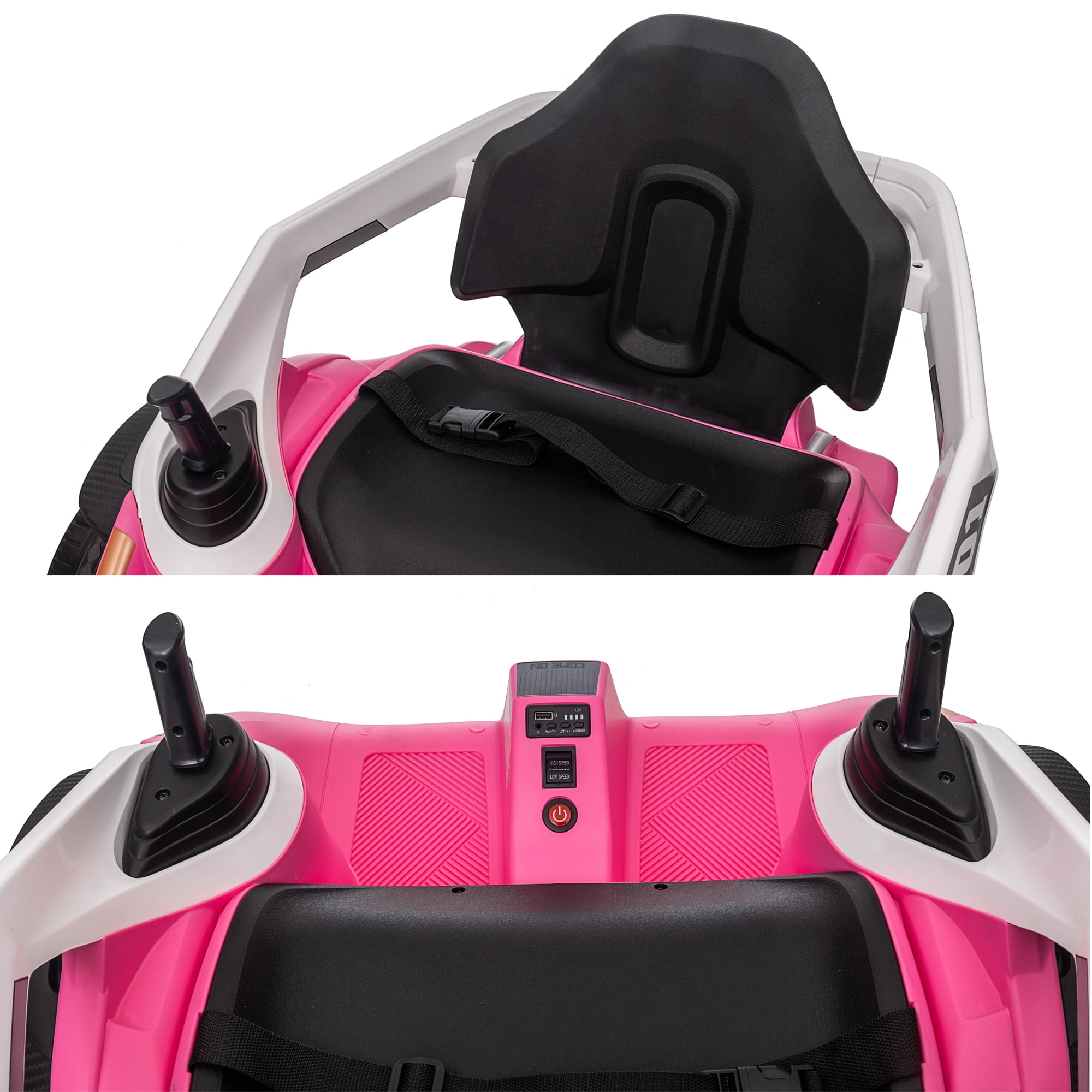 Jorfly 24V Kids Electric Bumper Car, Crazy Bumper Ride on Toys for Kids Teen 3+ , 200w Motors, EVA Tires, 5 MPH-Pink