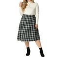 thumbnail image 2 of Agnes Orinda Women's Plus Size A Line Knee Length Flare Plaid Skirts 3X Black, 2 of 7