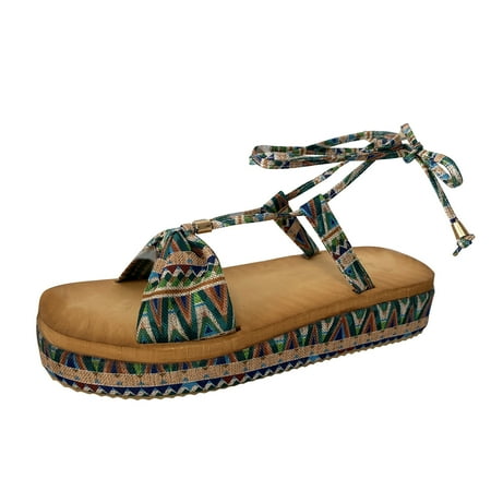 

NECHOLOGY Womens Water Sandals with Hard Soles And Arch Support Ladies Fashion Summer Cloth Flat Dress Sandals for Women Green 7.5