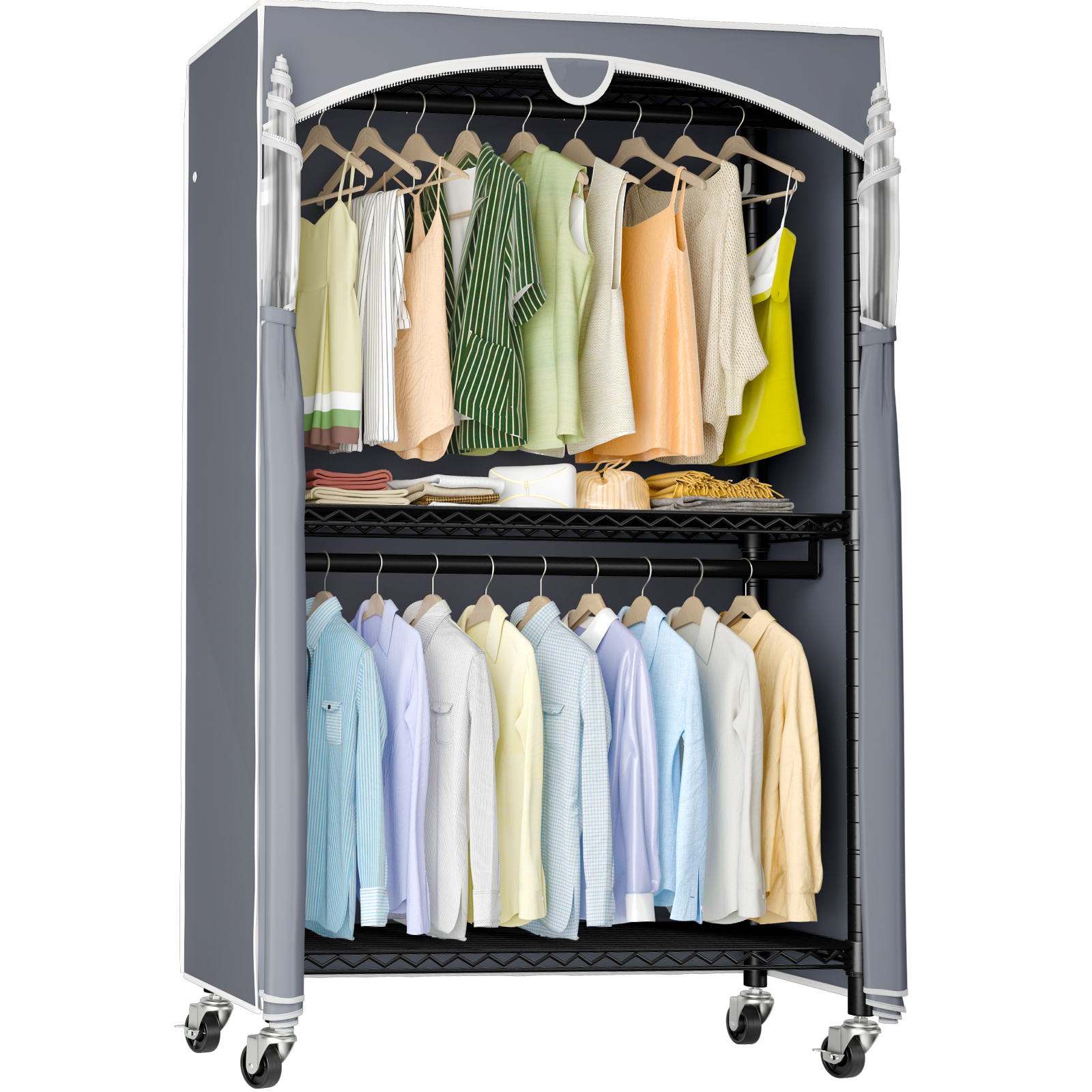 VIPEK V12C Heavy Duty Rolling Garment Rack with Cover Clothing Rack