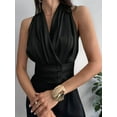 thumbnail image 3 of Women'S Pleated V Neck Sleeveless Blouses Office Dressy Shirts Black S, 3 of 6