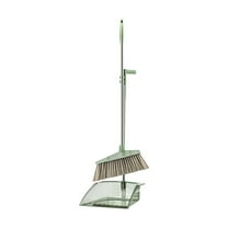 Uutvmp Broom with Dustpan Combo Set, Broom and Dustpan Set with Long Handle, Kitchen Broom for Sweeping Indoor Outdoor, Brush Broom Set for Home Office Lobby Floor Cleaning