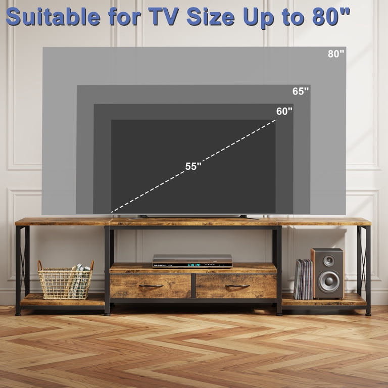 HIGDBFE Industrial TV Stand for 80-Inch TV with Fabric Drawers photo 2
