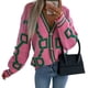 thumbnail image 3 of Suéteres Tipo Cárdigan de Punto Grueso para Mujer, Informales, Abiertos, con Botones, para Invierno, y Otoño Rosa M, 3 of 10