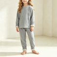thumbnail image 2 of ITSAME Girls Outfit 2-Piece Fleece-Lined Crewneck Long Sleeve Pullover and Pants Warm Sleepwear Set Size 3T, 2 of 7