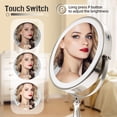 thumbnail image 3 of WIZCHARK 9 "Large Light Makeup Mirror, 1x / 10x True HD Magnifying Mirror, 3-Color Light dimmable, 2 Rechargeable Makeup Mirrors 360° Rotation, Standing Desk Makeup Mirror, Brush Nickel, 3 of 7