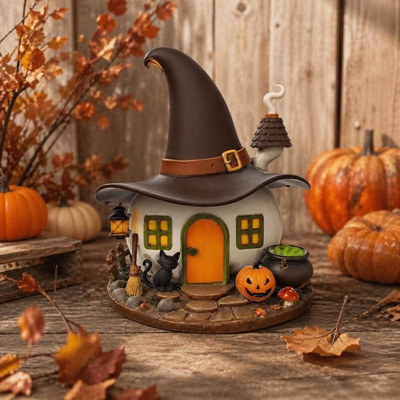 Halloween Decorations, Halloween Village Houses, Halloween Resin Witch Cottage Ornaments Crafts Decoration Resin Haunted House Spooky Town Scary Witch'S Potion For Home And Party Table Desk Mantel