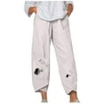 thumbnail image 2 of HUPOM Palazzo Pants For Women Cargo Pants Ski Pants Mid Waist Rise Short Straight-Leg Gray L, 2 of 5