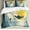 Beige Yellow Navy, variant on Ocean Duvet Cover Set, Illustration of Cloudy Sky Tropical Island Wave and Surfer at Sunset Seascape, Decorative 3 Piece Bedding Set with 2 Pillow Shams, Calking Size, Beige Yellow Navy, by Ambesonne