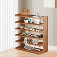 thumbnail image 3 of Qiyester Bamboo Standing Shoe Rack, 6-Tier Multifunctional Shoe Display Rack, Wooden Stackable Shoe Cabinet, Suitable for Entryways, Hallways, Bedrooms, and Wardrobes, Brown, 3 of 10