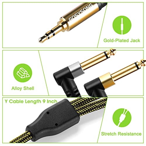 Cable estéreo de 3,5 mm a 1/4 de 25 pies, GOSYSong, TRS de 1/8" a TS D