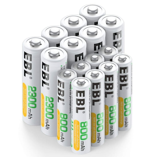 Baterías recargables EBL 16 juegos AA 2300 mAh y AAA 800 mAh