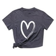 thumbnail image 2 of ALLLIST Spring Tops for Women Gray Basic Heart Short Sleeve Casual Crew Neck T-Shirts Womens Shirts XXL, 2 of 3