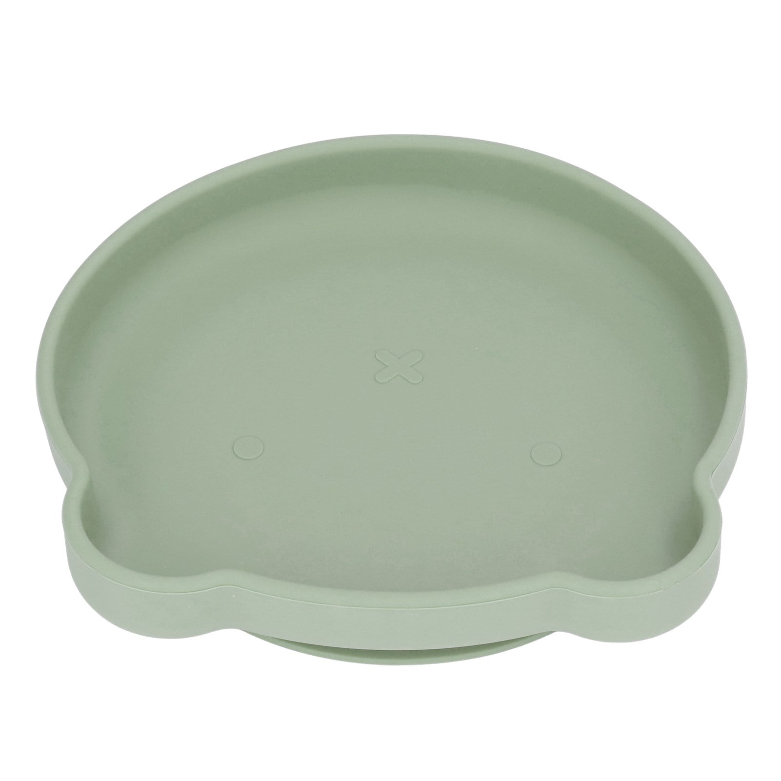 Baby Suction Utensil, Environmental Friendly Baby Suction Plate Cute Bear Shape Soft Touch Temperature Resistant Safe Material  For Dinner Dark Green