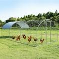thumbnail image 5 of Pefilos 18.7'L Outdoor Metal Large Chicken Coop, 3 Support Steel Wire Impregnated Plastic Net Cage, Hen Run House Rabbits Habitat Pen with Waterproof and Anti-Ultraviolet Cover, Silver, 5 of 14