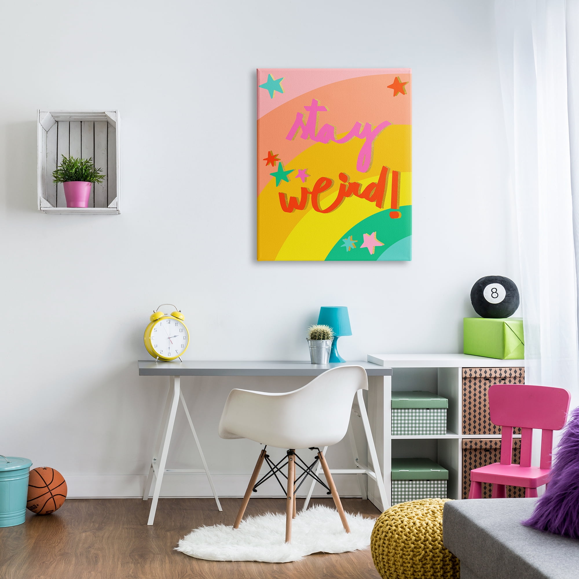 Stupell Industries Stay Weird Rainbow Stripes Inspirational Painting Gallery Wrapped Canvas Print Wall Art, 30 x 40