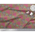 thumbnail image 2 of Soimoi Brown Cotton Duck Fabric Triangle Geometric Print Sewing Fabric Yard 42 Inch Wide, 2 of 3
