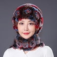 thumbnail image 4 of Eoperou Women Winter Hat with Integrated Scarf: Thick Warm Faux Rex Rabbit Fur Flower Decor Windproof Full Protection Outdoor Cap, 4 of 8