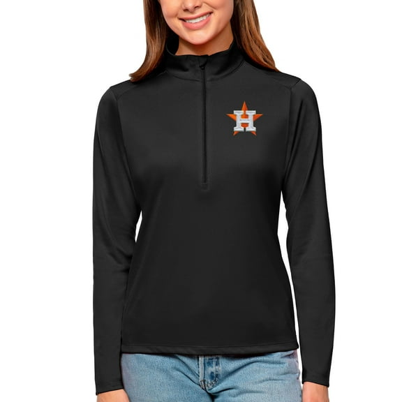 Women's Antigua Black Houston Astros Tribute Quarter-Zip Pullover Top