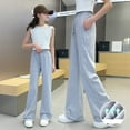 thumbnail image 2 of Girls' Jeans Elastic Waist Wide Leg Pants Trousers for Teens Little Girls Clothes 13-14Years Girls Fashion, 2 of 7